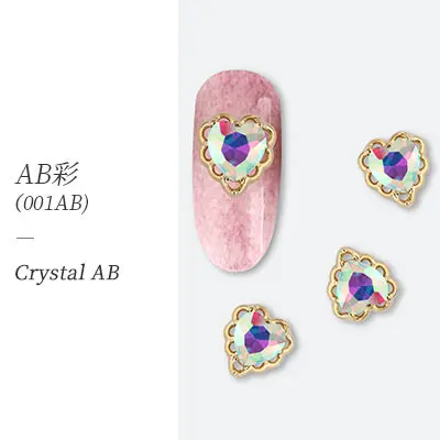 001AB 10 шт./лот, сплав, 3D дизайн ногтей, полый, любовь, сердце, серия, сплав, металл, аксессуары для дизайна ногтей, стразы и украшения для ногтей - Цвет: 001AB