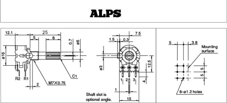 5 шт Япония ALPS 16-Тип потенциометр 100KAX2 или 50KAX2 набор «сделай сам» для Hi-Fi аудио