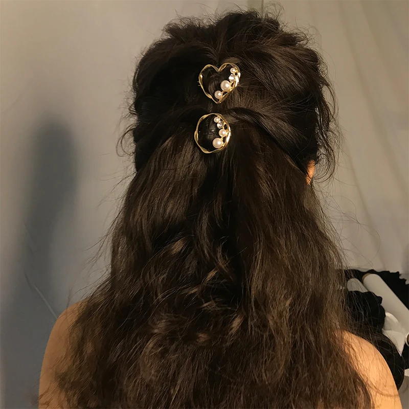 Новинка 2019 женские жемчужные заколки для волос круглой формы и в форме сердца