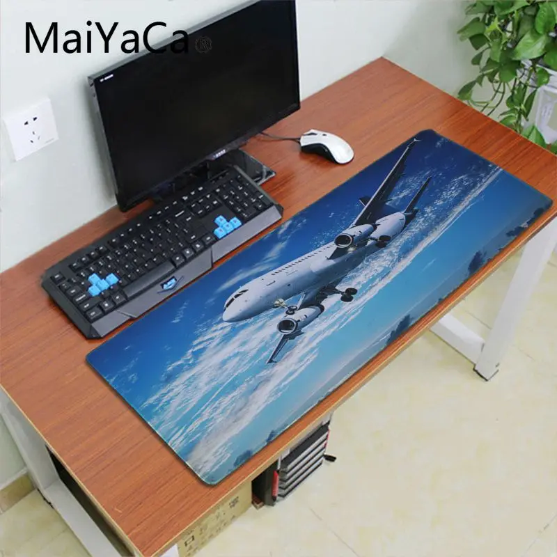 Игровой коврик для мыши Maiyaca с самолетом под голубым небом игровой большой