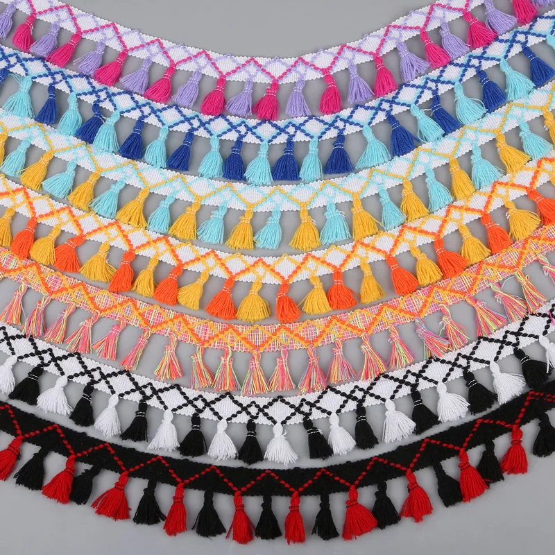 Новое поступление 2017 модные хлопковые ленты с кружевной отделкой и кисточками