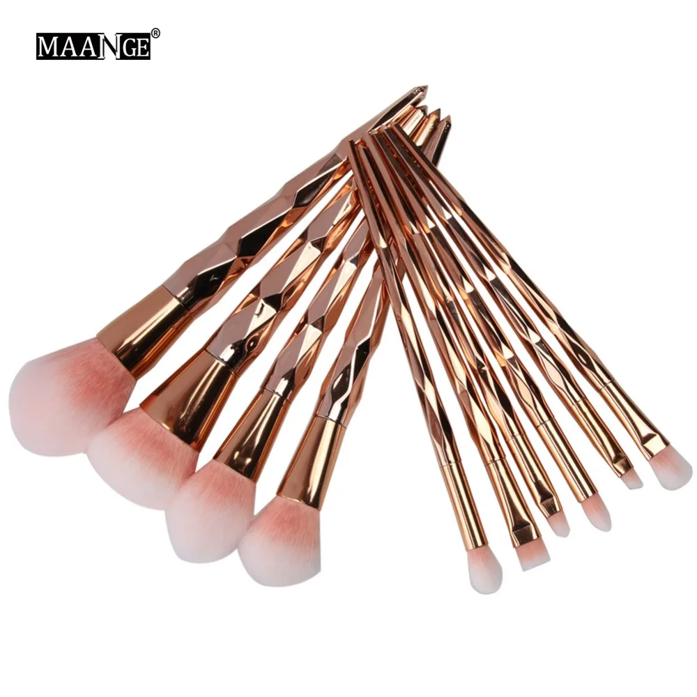 MAANGE 10 шт. розово-Золотые кисти для макияжа тени Пудра основа век бровей