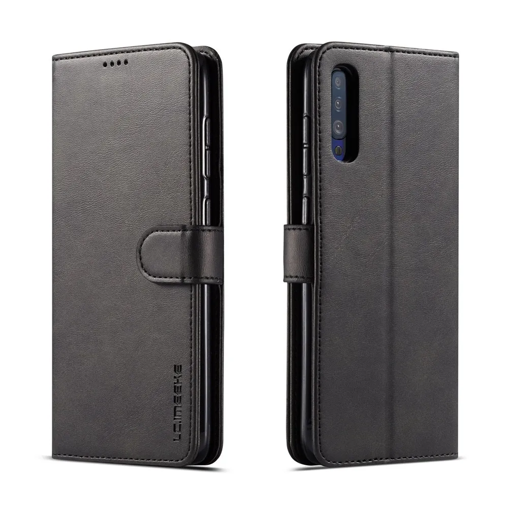 Black Кожаный флип-чехол для SAMSUNG A90 A80 A70 A60 A50 A40 A30 A20 A5 A6 A7 A8 A9 плюс держатель для карт чехол-бумажник чехол для телефона чехол s Fundas - Цвет: Black