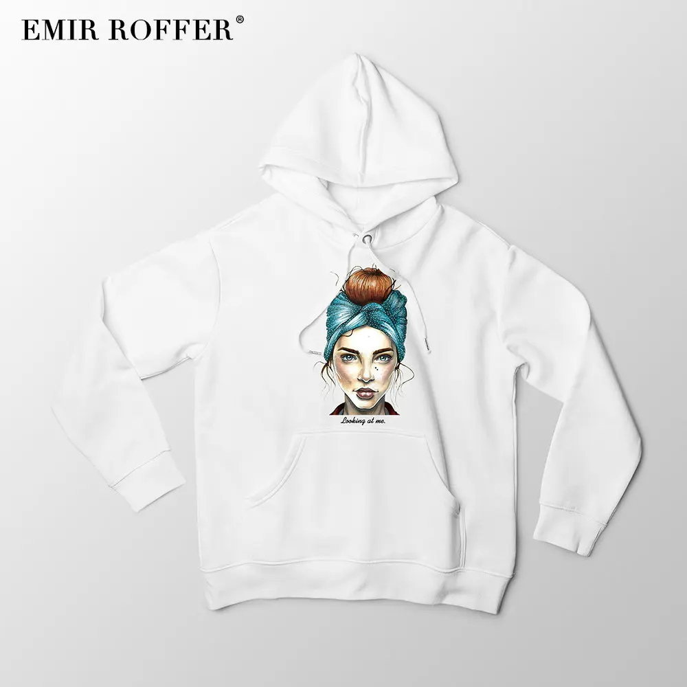 EMIR ROFFER,, модная уличная одежда, Харадзюку, толстовки, женские толстовки, большие размеры, с капюшоном, теплая женская зимняя одежда - Цвет: White02