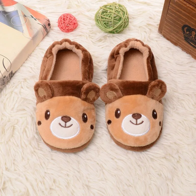 Coffee bear Kocotree/; детские тапочки для маленьких девочек и мальчиков; детская зимняя домашняя обувь; хорошее качество; теплая детская обувь с героями мультфильмов - Цвет: Coffee bear