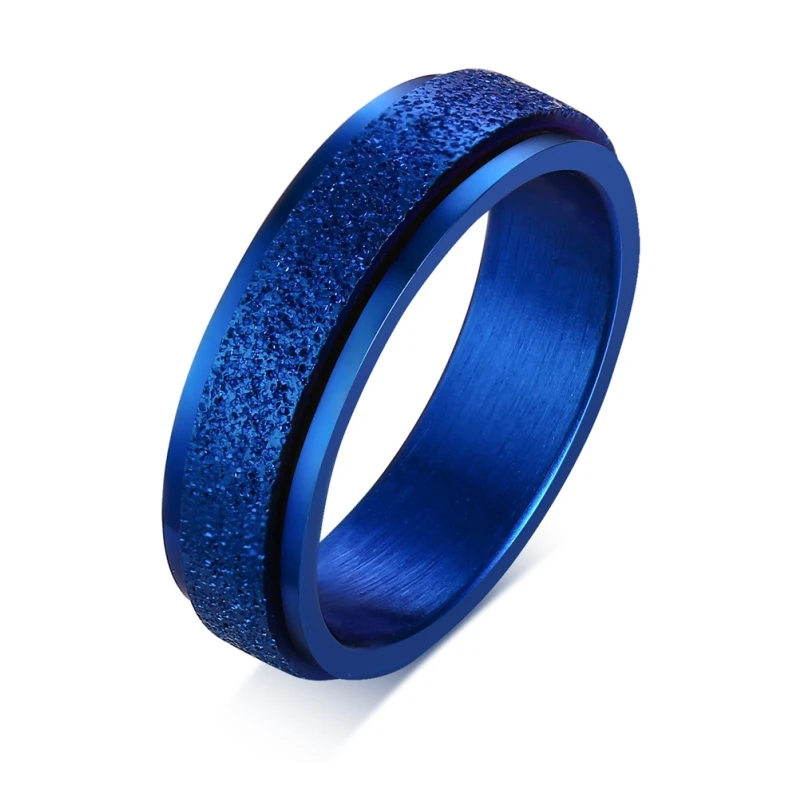 Blue Skute, матовый Спиннер из нержавеющей стали, кольца для мужчин, обручальное кольцо для женщин, вращающееся матовое кольцо, мужское ювелирное изделие, 6 мм - Цвет основного камня: Blue