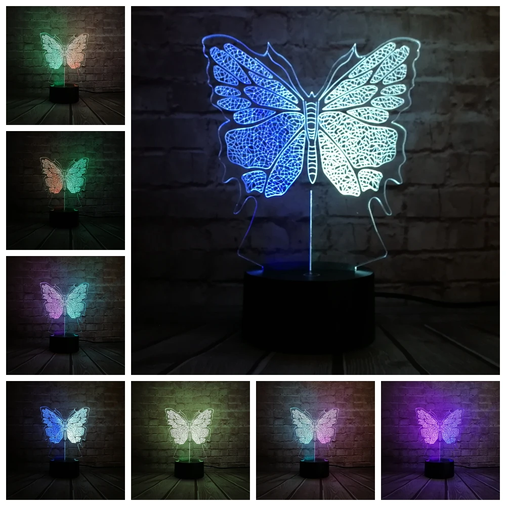 Новинка 3D лампа Mixcolor Butteryfly USB Ночник светильник настроение насекомое детские