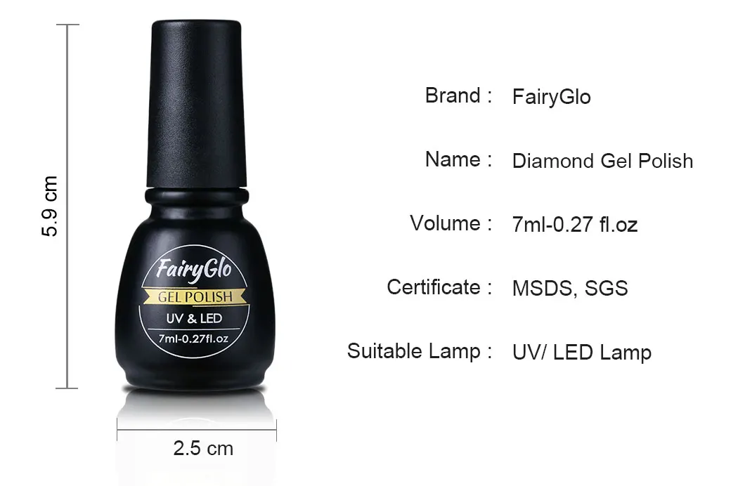 FairyGlo 7 мл Алмазный УФ-гель для ногтей длинный последний Гибридный Гель-лак краска Лаки лак для ногтей замочить от полупостоянного