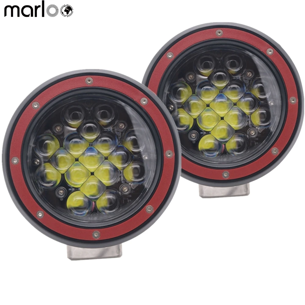 

Marloo 2X красный 51 Вт круглый 5,5 "Светодиодный прожектор для внедорожных противотуманных фар 4x4 Jeep UTV Razor Raptor трактор Polaris