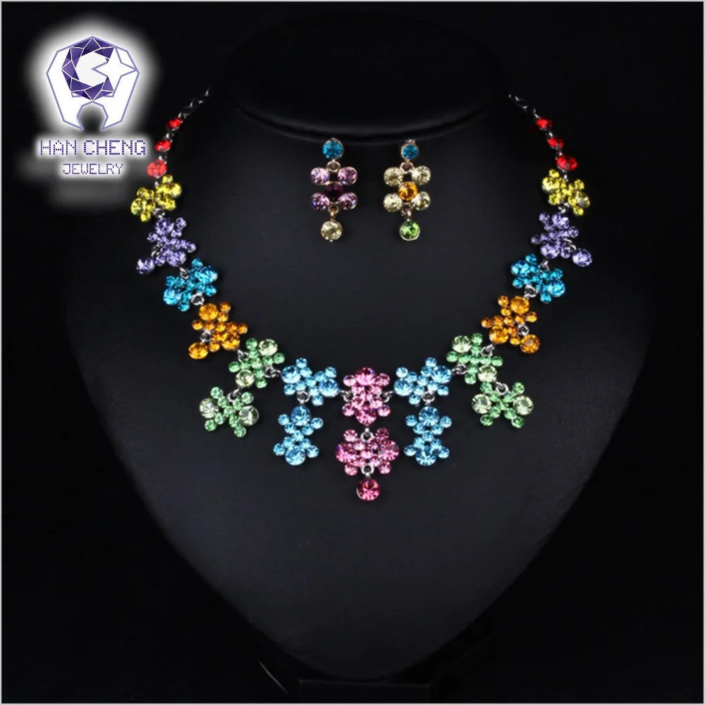 HanCheng модные роскошные богемные Стразы посеребренные массивные ожерелья-чокеры