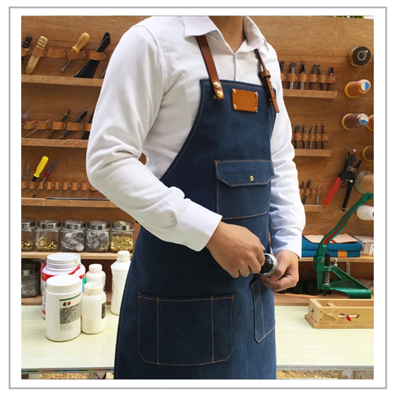 New Aprons Bib Denim pocket cowboy Unisex for Woman Men Cafe Painting Chef barber Kitchen restaurant Cooking Pinafores | Дом и сад