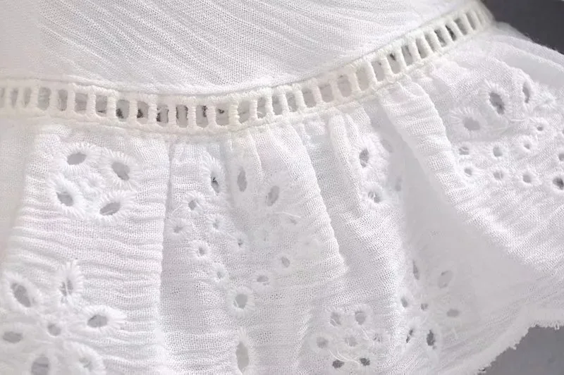 

2020 Summer Women Embroidery Maxi Dress Sexy V Neck Long Dress A-Line Cotton White Hollow Out Casual Dress