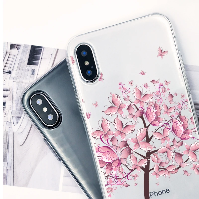 Симпатичный цветочный чехол для телефона iPhone XR чехлы прозрачный iphone 11 pro MAX мягкий