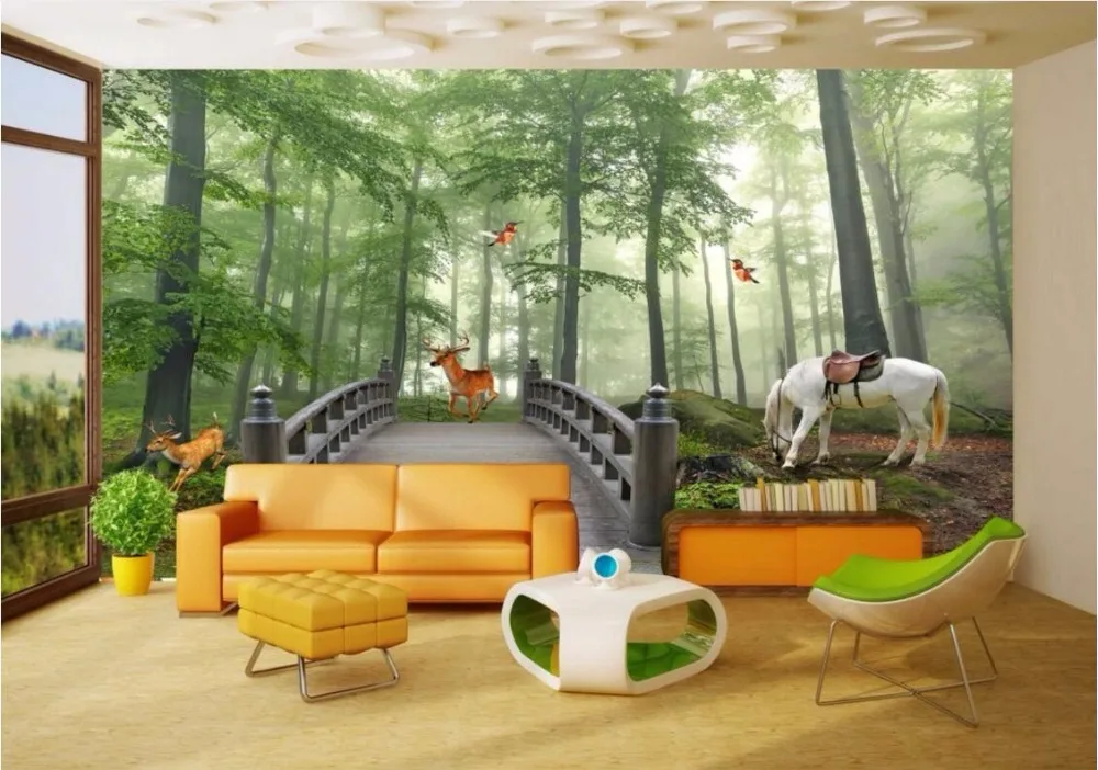 3d обои для комнаты на заказ нетканое настенное украшение с изображением лесной