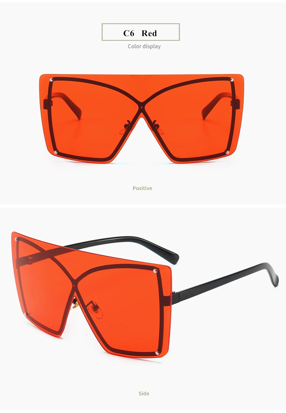 Italian Luxury Gradient Sunglasses Women Trendy Brand One Piece Sun Glasses Rimless Oversized Frame Female Shades UV400