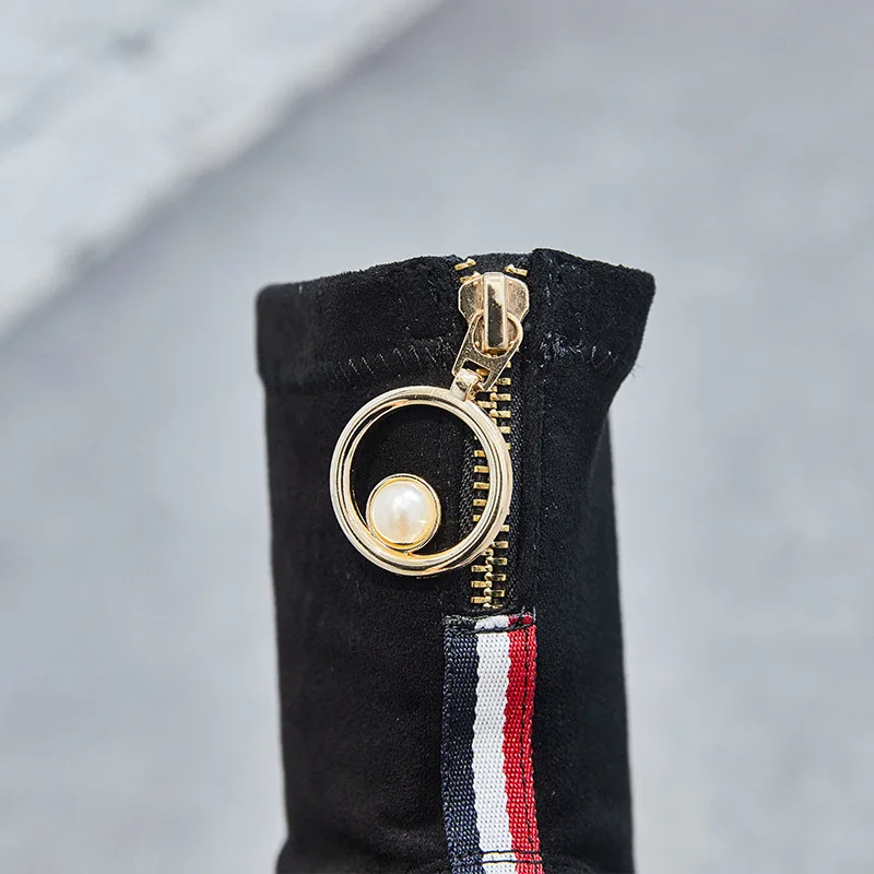 2018 новые осенние на высоком каблуке носки женские ботинки грубой и черный