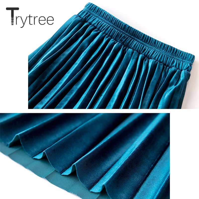 Летняя Осенняя плиссированная юбка Trytree Женская винтажная с высокой талией