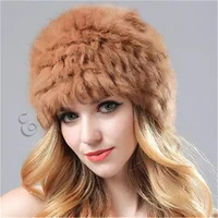 ethel anderson womens fashion genuine winter nature fur headgear cap real rabbit fur hat black spring fall