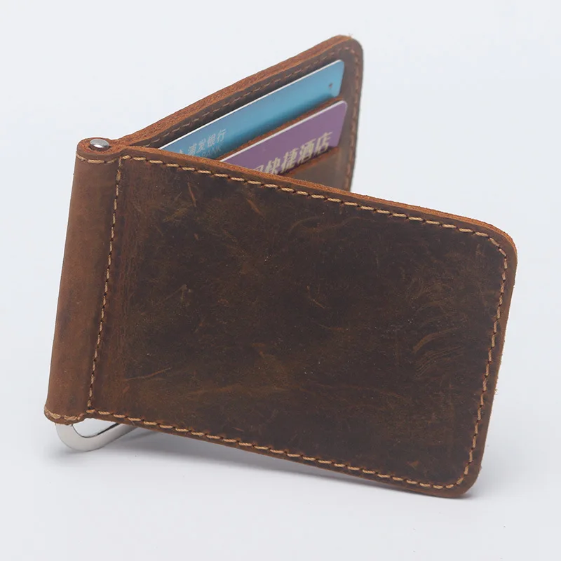 Высококачественные Зажимы для денег из натуральной кожи первого слоя мужчин