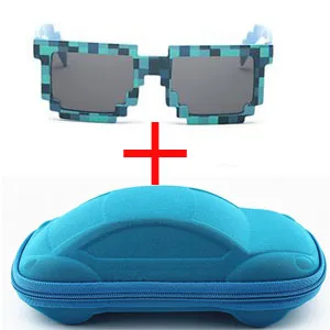 blue and blue case Длинный Хранитель винтажные квадратные новые мозаичные солнцезащитные очки унисекс солнцезащитные очки модные очки с чехлом детский подарок для детей - Цвет линз: blue and blue case