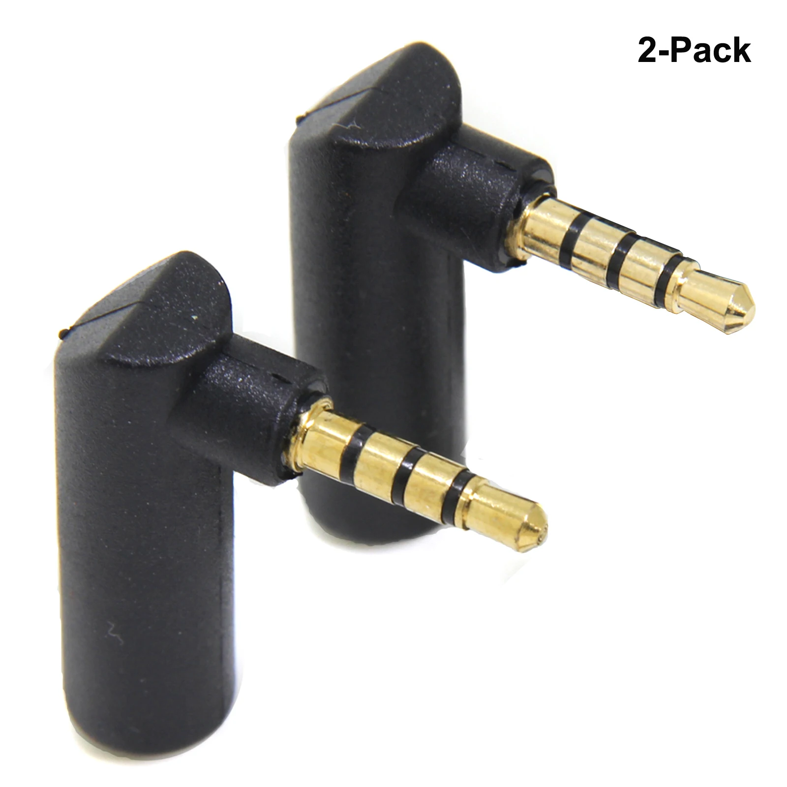 

2-Pack 1/8" 3.5mm TRRS Male to Female Right-Angle Headphone Earphone Microphone Audio Video Adapter Converter