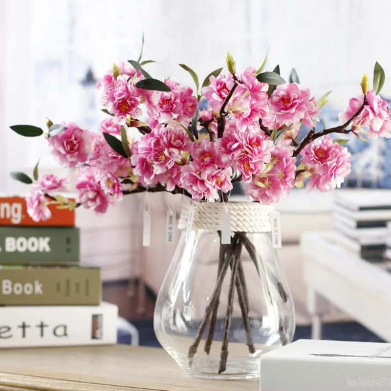 Artificial 3 Branchlets High-end Simulation Cherry Blossoms Plant Flowers Japanese-style Fake Wedding Home Decoration | Дом и сад