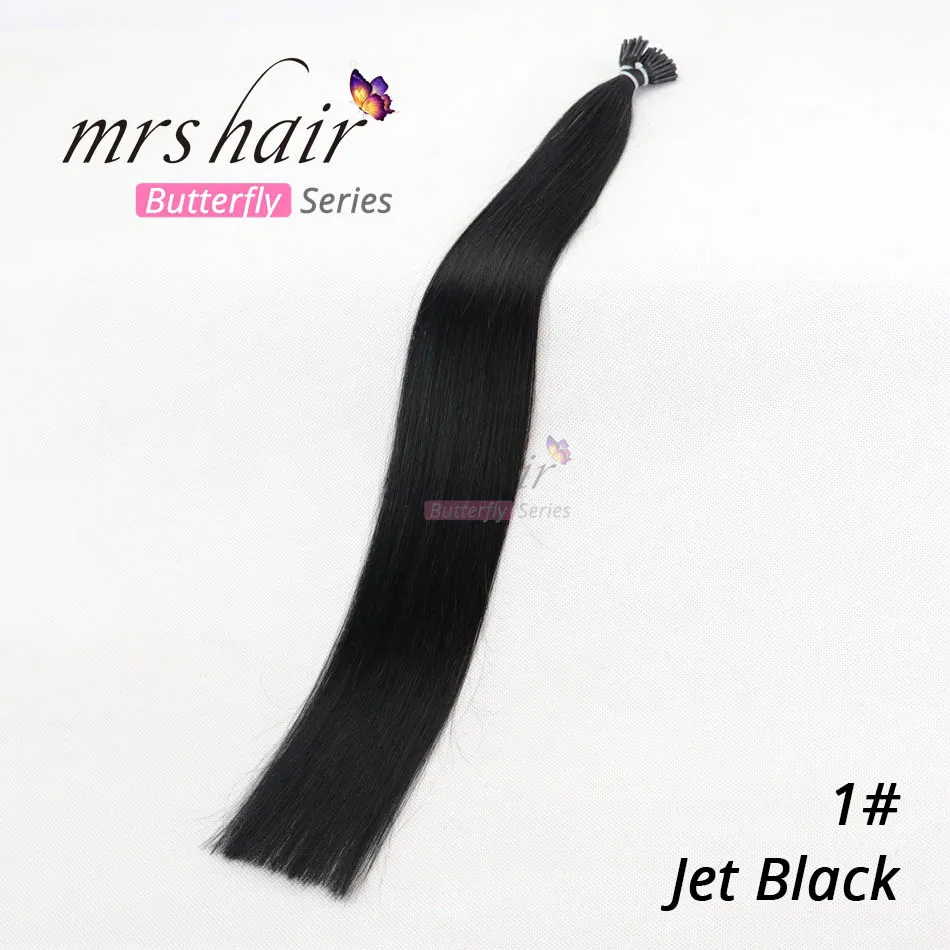 MRSHAIR, 0,5 г/шт., 12 дюймов, предварительно скрепленные волосы для наращивания, машинка для наращивания, Remy, прямые человеческие волосы на капсулах, настоящие волосы, 50 шт - Цвет: #1