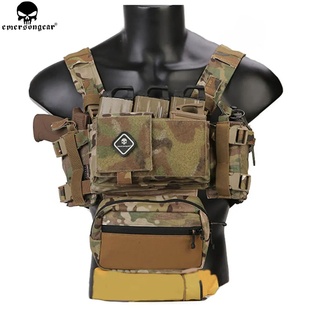 

EMERSONGEAR Tactical Chest Rig Micro Fight Chissis MK3 Chest Rig Airsoft Hunting Combat Vest with 5.56 Mag Pouch Multicam EM2961