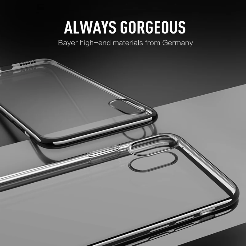 Clear Watanabe Case For iPhone Xs Max X Transparent Soft Ultra Thin Plated Plating for Xr Slim TPU Back Cover |