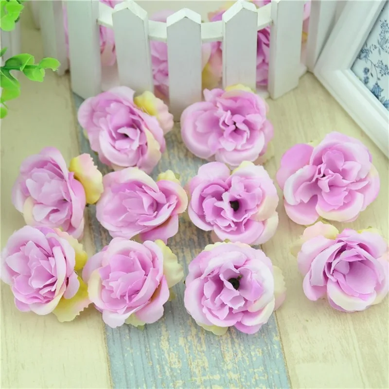 Light purple 10 шт./лот, Мини искусственные цветы, шелковые розы, украшения для свадьбы, вечерние, искусственные, скрапбукинг, цветочный венок, аксессуары для дома - Цвет: Light purple