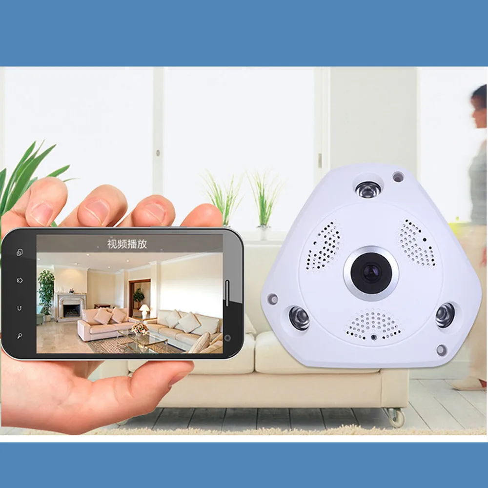 360 градусов панорамная камера 960P Скрытая ИК лампочка Wifi рыбий глаз CCTV охранный