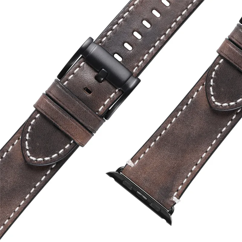 Black-black buckle CHIMAERA наручных часов Apple Watch, версии кожаный ремешок для часов на замену для наручных часов iWatch серии 1/2/3/4 Для мужчин Для женщин для 38 мм 42 мм 40 мм 44 мм - Цвет ремешка: Black-black buckle