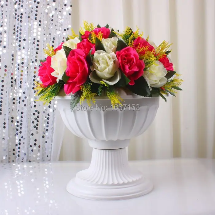 Plastic Flower pot for roman column white fashion plastic europe type of flower pot for wedding decoration 4pcs/lot