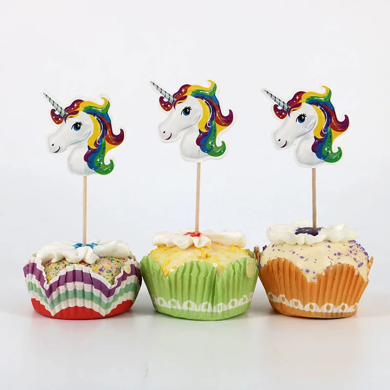 Unicorn 1 48 шт./Партия Цветочная Фея Кекс для вечеринки украшение для торта для детей день рождения украшение для торта выпечки вечерние принадлежности - Цвет: Unicorn 1