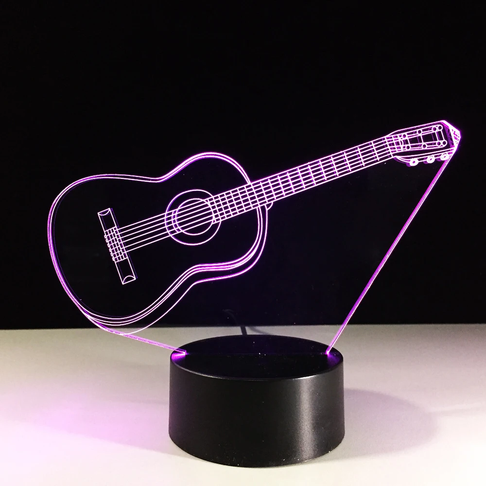 Светодиодный 7 цветов Изменение USB Творческий 3D гитары модель лампа для сна