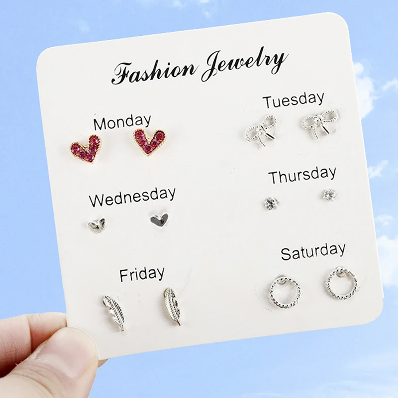 6 пар серьги гвоздики с кристаллами в виде звезд и Луны набор треугольные