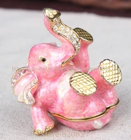 cute elephant figurine birthday gifts handmade metal elephant shape jewelry box gift pink cute elephant trinket box