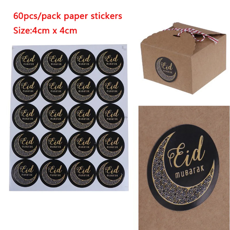 60 шт. украшение Мубарак Eid бумага ручной работы подарочная печать наклейка