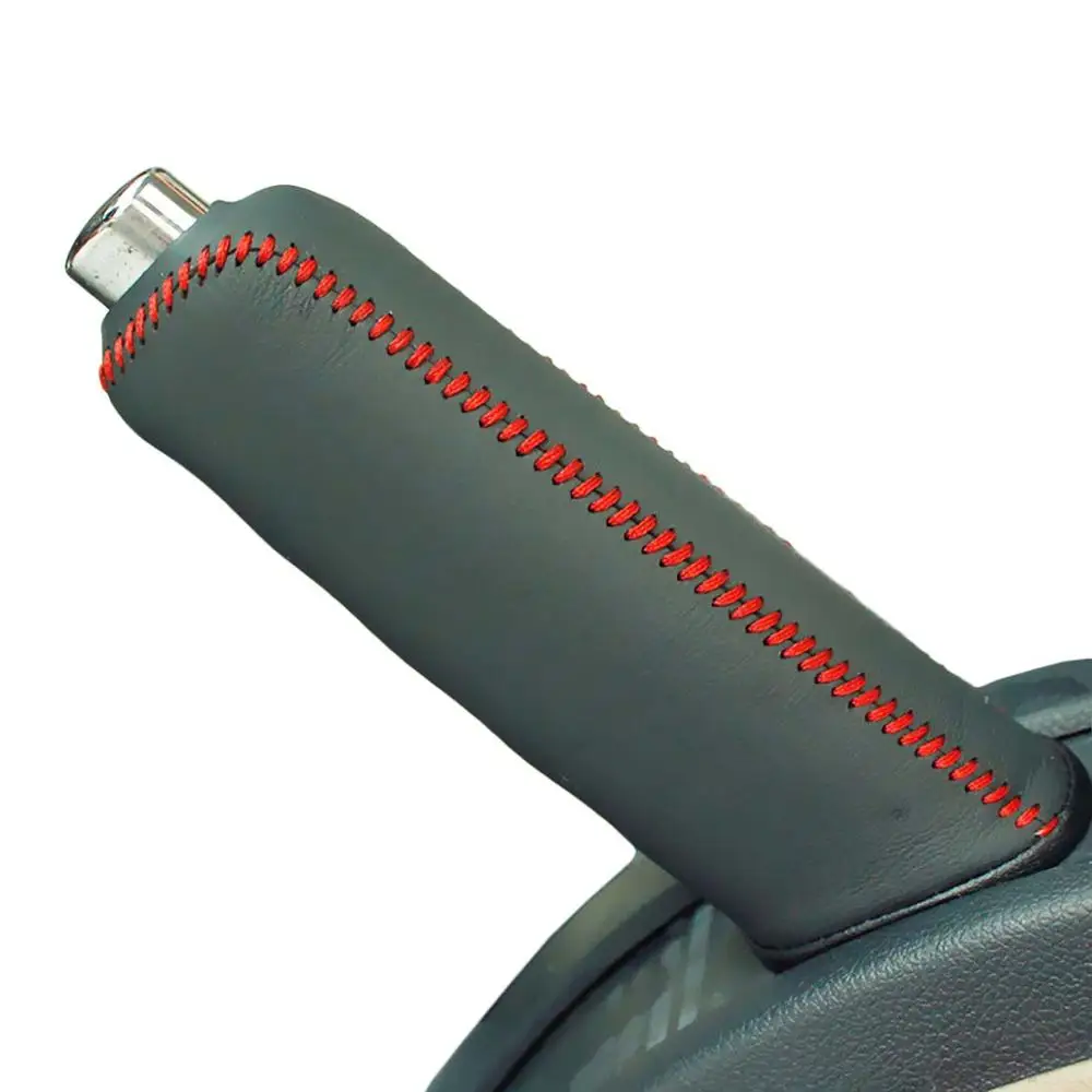 Handbrake Cover Red PONSNY Рулевое управление автомобиля/Шестерня/ручной тормоз чехол из натуральной кожи для SKODA Octavia 2010-2012 авто ручной сшитый чехол - Название цвета: Handbrake Cover Red