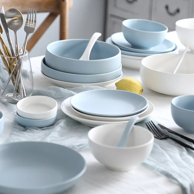 Скандинавские креативные матовые столовые приборы набор Керамическая пиала для