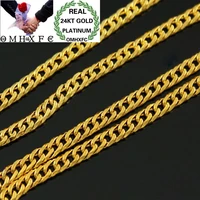 mhxfc wholesale european fashion man male party wedding gift long 47cm wide 3mm flat figaro real 24kt gold chain necklace nl70