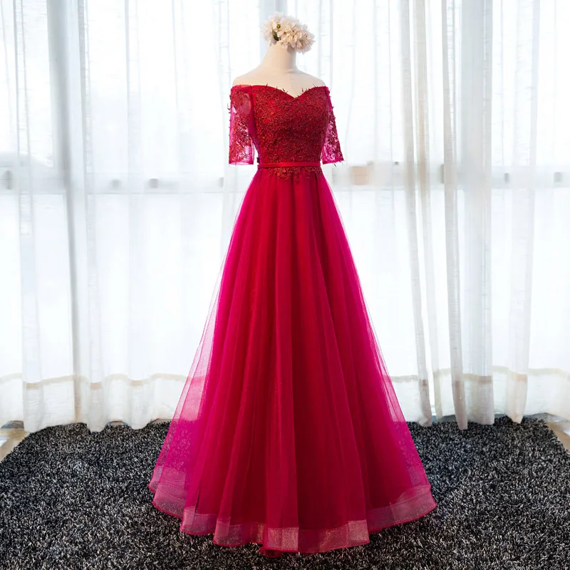 Vestido de festa Новинка 2019 г. Миссис Win красное вино с v образным вырезом открытыми