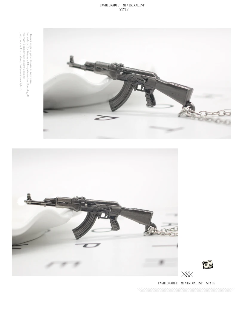 Мода 3D моделирование AK47 ожерелье индивидуальность мужчин и женщин оружие оружия цинка Подвеска из легированной стали длинное ожерелье подарок