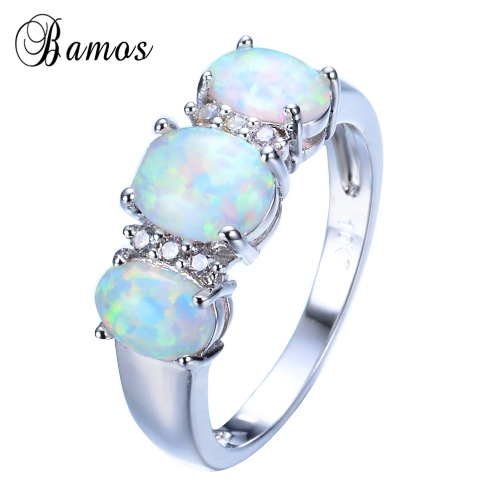 Кольцо женское из белого золота с опалом и кристаллами|fire opal ring|opal ringring for |