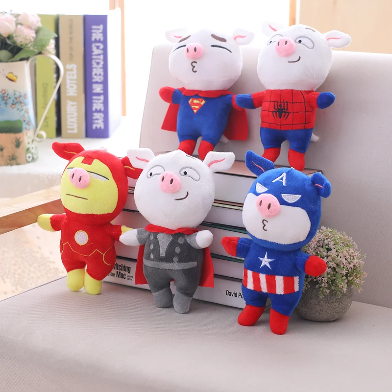 Kawaii Marvel Pig Avengers Piglet супергерой мини кукла стежка Мягкий брелок Подвеска на рюкзак