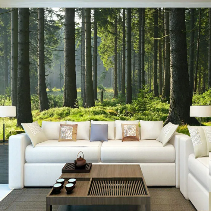 Настенная 3d фотообои с деревом зеленым лесом для гостиной спальни фоновые обои