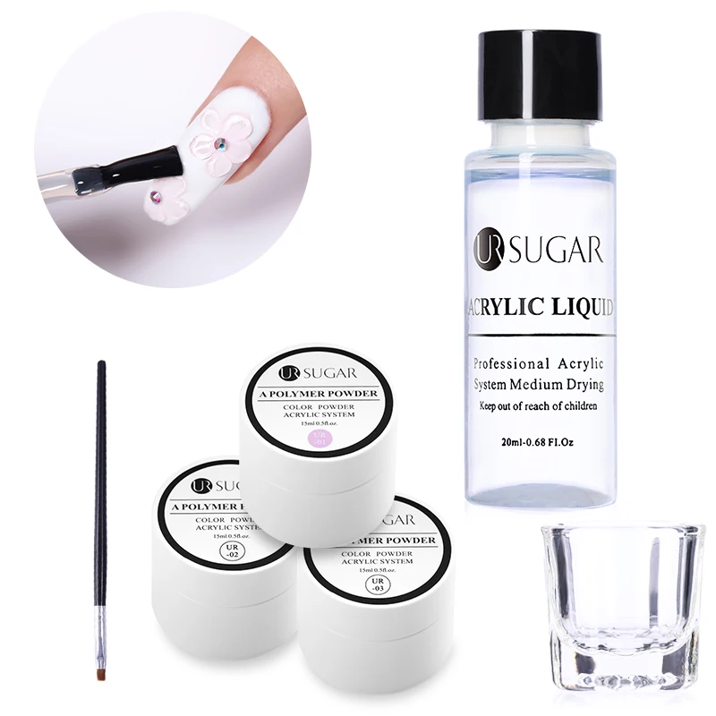 6pcs set Ur Sugar 20 г акриловый порошок кристалл полимер дизайн ногтей накладные кончики ногти художественный строитель розовый белый для маникюра полимерные инструменты - Цвет: 6pcs set