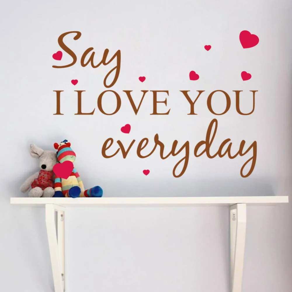8431 * Наклейка на стену с надписью I Love You повседневное сердце слова большая