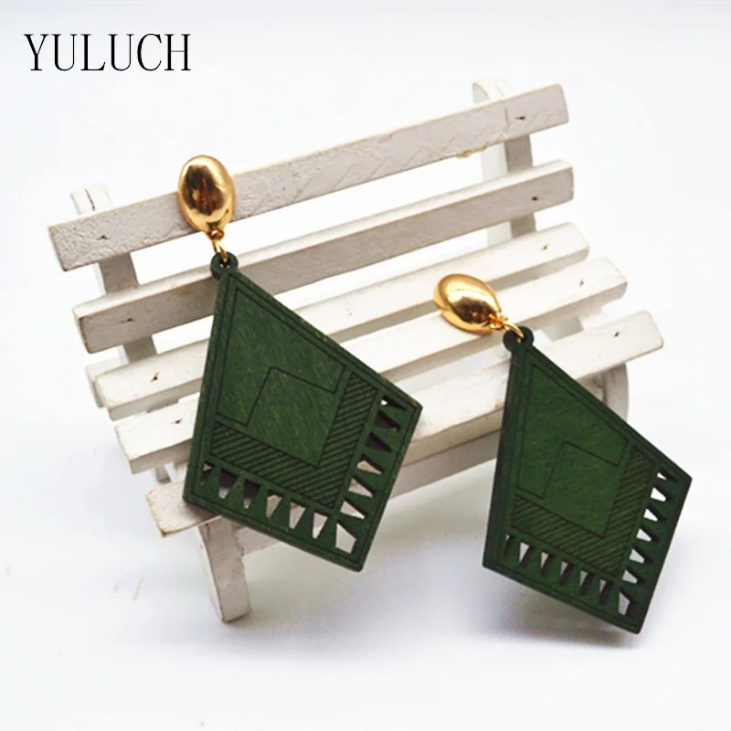 YULUCH ручная работа деревянная Серьга для женщин Африка стиль 2017 Новый дизайн