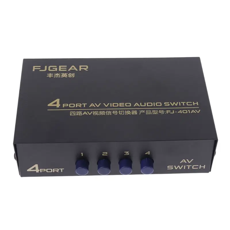 2020 New 4 Port AV Audio Video RCA 4 Input 1 Output Switcher Switch Selector Splitter Box